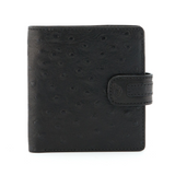 Tony Perotti Italian Leather Black Two Fold Ostrich Wallet